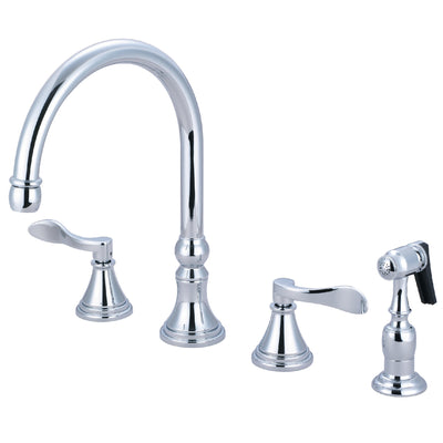 Elements of Design ES2791DFLBS Widespread Kitchen Faucet with Brass Sprayer, Polished Chrome