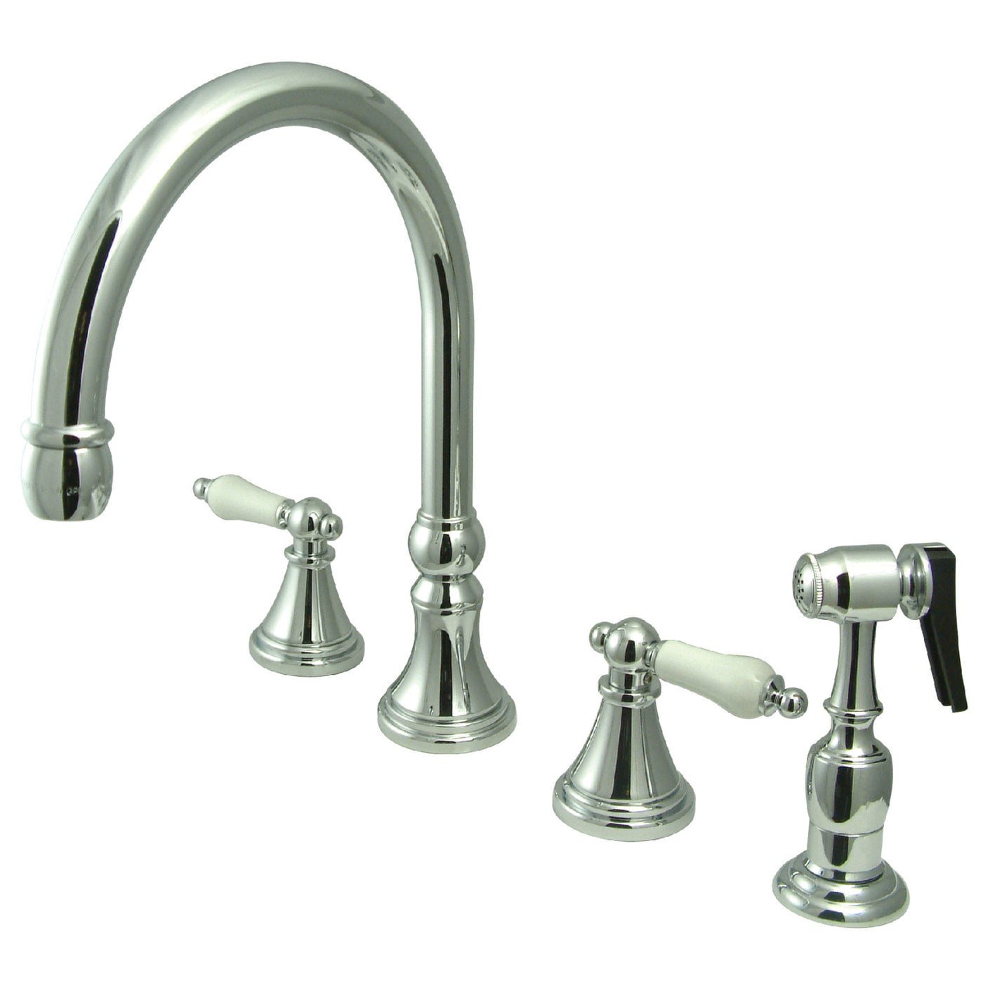 Elements of Design ES2791PLBS Widespread Kitchen Faucet with Brass Sprayer, Polished Chrome