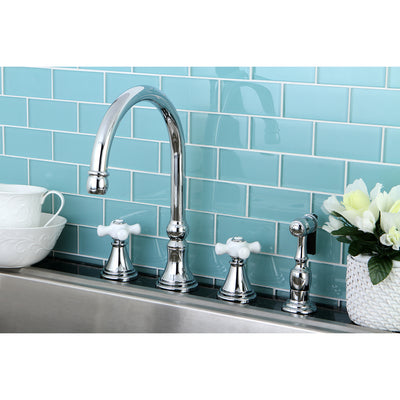 Elements of Design ES2791PXBS Widespread Kitchen Faucet with Brass Sprayer, Polished Chrome