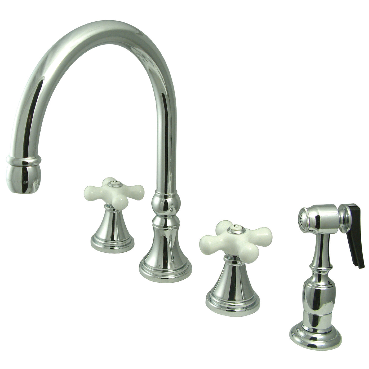 Elements of Design ES2791PXBS Widespread Kitchen Faucet with Brass Sprayer, Polished Chrome