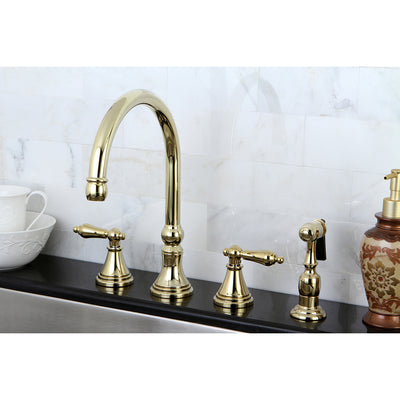 Elements of Design ES2792ALBS Widespread Kitchen Faucet with Brass Sprayer, Polished Brass