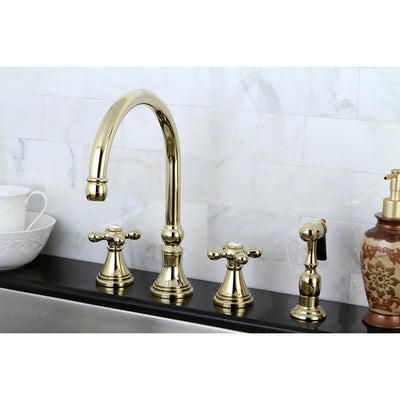 Elements of Design ES2792AXBS Widespread Kitchen Faucet with Brass Sprayer, Polished Brass