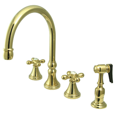 Elements of Design ES2792AXBS Widespread Kitchen Faucet with Brass Sprayer, Polished Brass