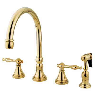 Elements of Design ES2792NLBS Widespread Kitchen Faucet with Brass Sprayer, Polished Brass