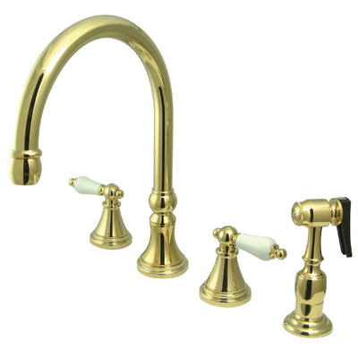 Elements of Design ES2792PLBS Widespread Kitchen Faucet with Brass Sprayer, Polished Brass