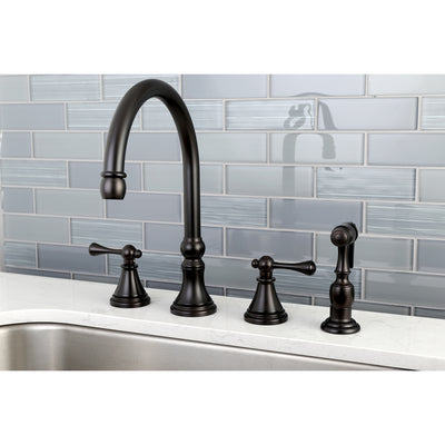Elements of Design ES2795BLBS Widespread Kitchen Faucet with Brass Sprayer, Oil Rubbed Bronze