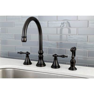 Elements of Design ES2795NLBS Widespread Kitchen Faucet with Brass Sprayer, Oil Rubbed Bronze