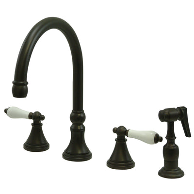 Elements of Design ES2795PLBS Widespread Kitchen Faucet with Brass Sprayer, Oil Rubbed Bronze