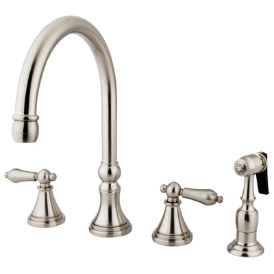 Elements of Design ES2798ALBS Widespread Kitchen Faucet with Brass Sprayer, Brushed Nickel