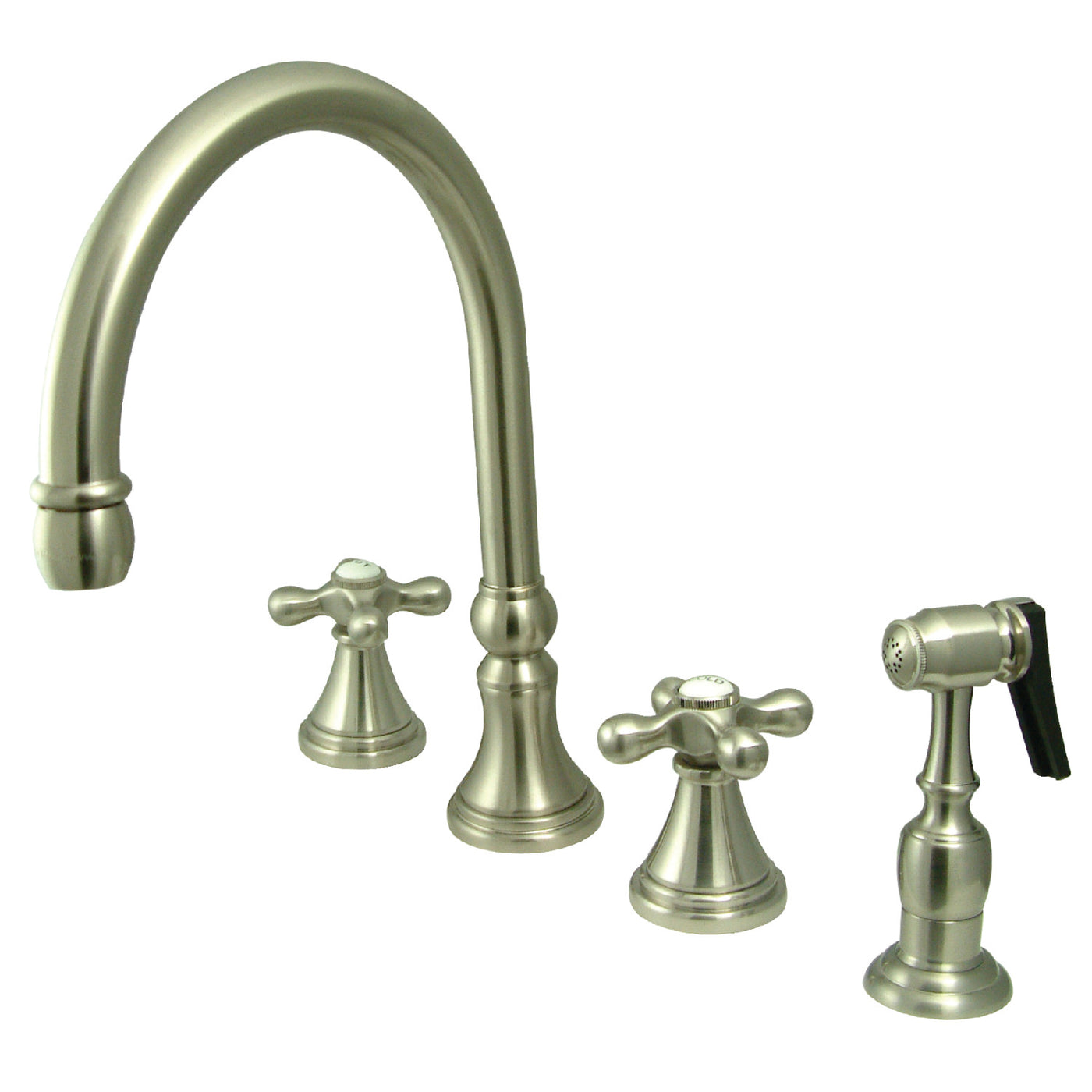 Elements of Design ES2798AXBS Widespread Kitchen Faucet with Brass Sprayer, Brushed Nickel