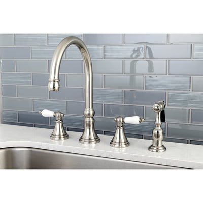 Elements of Design ES2798PLBS Widespread Kitchen Faucet with Brass Sprayer, Brushed Nickel