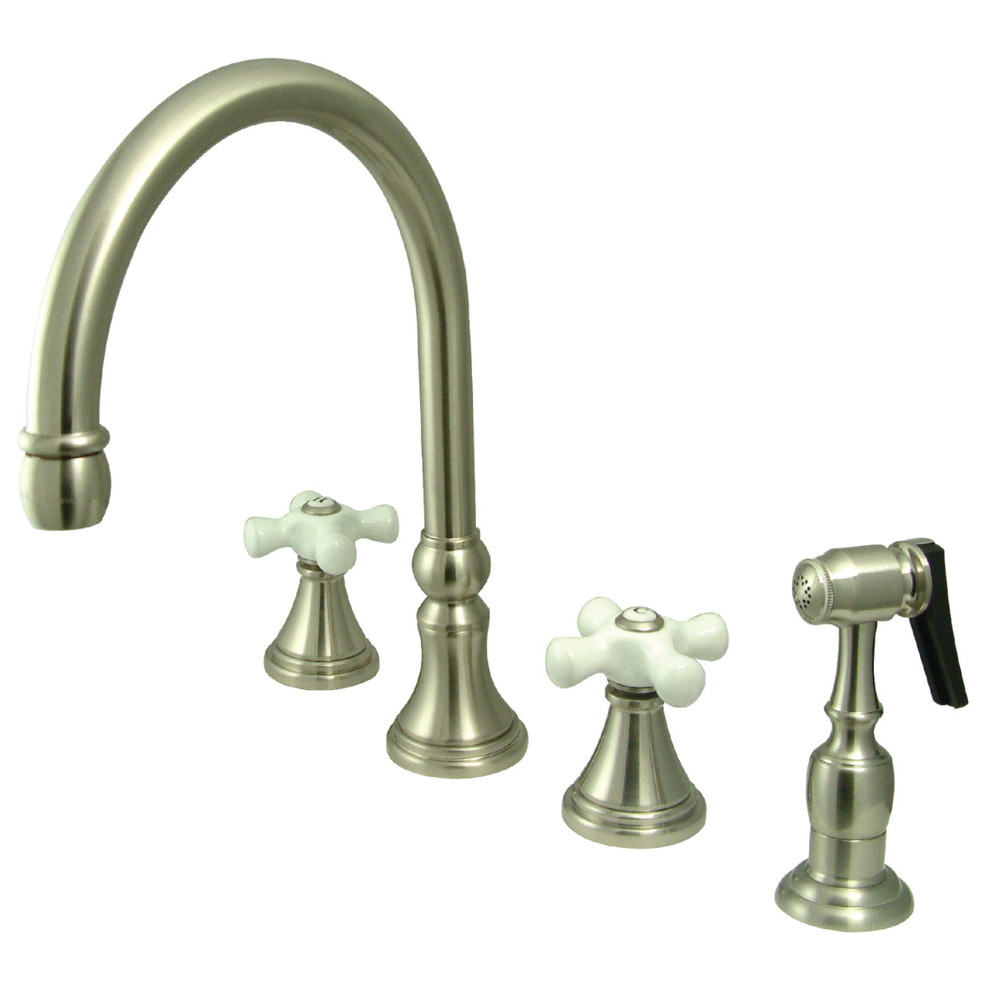 Elements of Design ES2798PXBS Widespread Kitchen Faucet with Brass Sprayer, Brushed Nickel