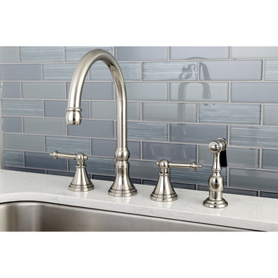 Elements of Design ES2798TLBS Widespread Kitchen Faucet with Brass Sprayer, Brushed Nickel