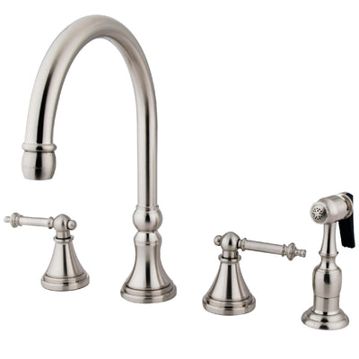 Elements of Design ES2798TLBS Widespread Kitchen Faucet with Brass Sprayer, Brushed Nickel