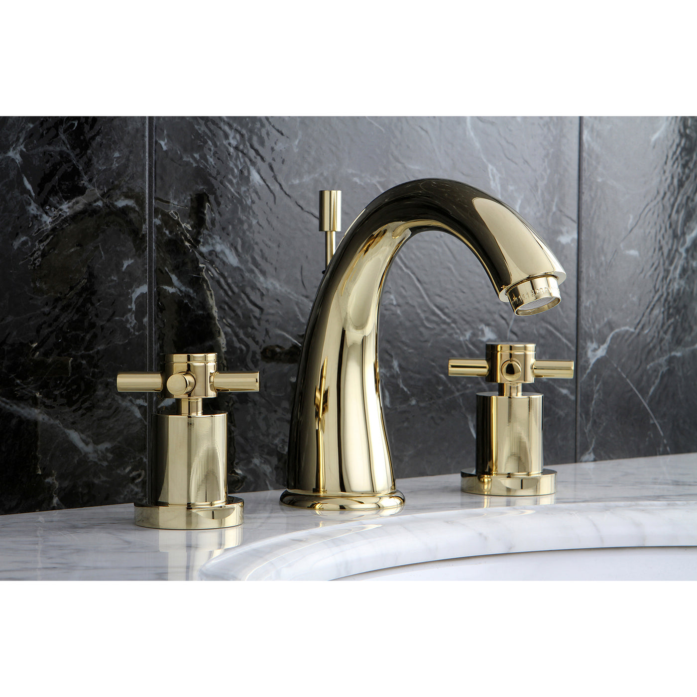 Elements of Design ES2962DX Widespread Bathroom Faucet with Brass Pop-Up, Polished Brass