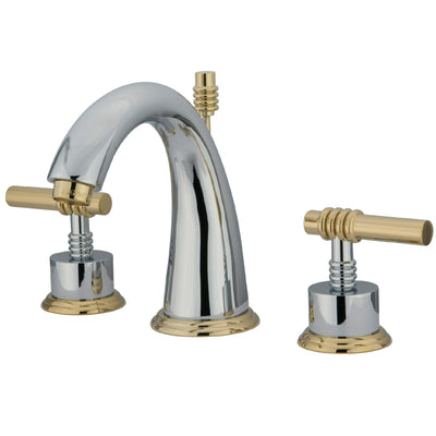 Elements of Design ES2964ML Widespread Bathroom Faucet with Brass Pop-Up, Polished Chrome/Polished Brass