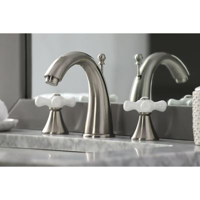 Elements of Design ES2978PX Widespread Bathroom Faucet with Brass Pop-Up, Brushed Nickel