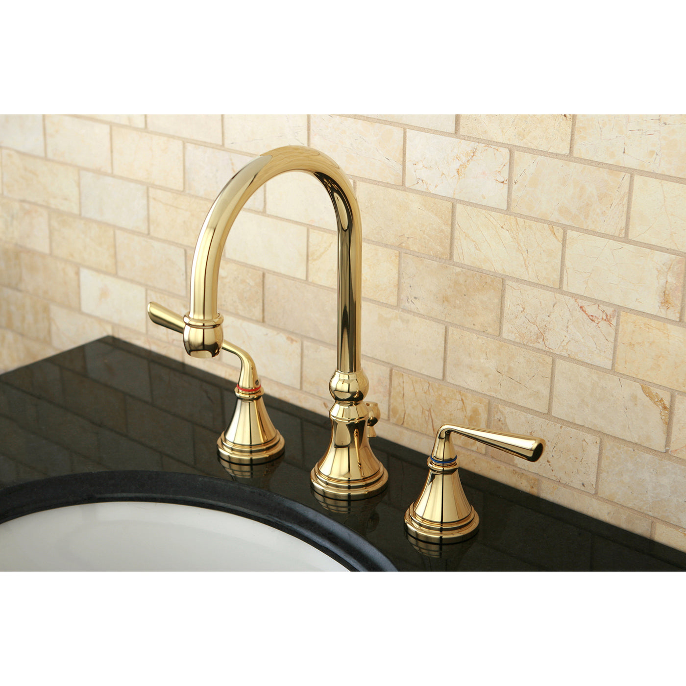 Elements of Design ES2982ZL Widespread Bathroom Faucet with Brass Pop-Up, Polished Brass