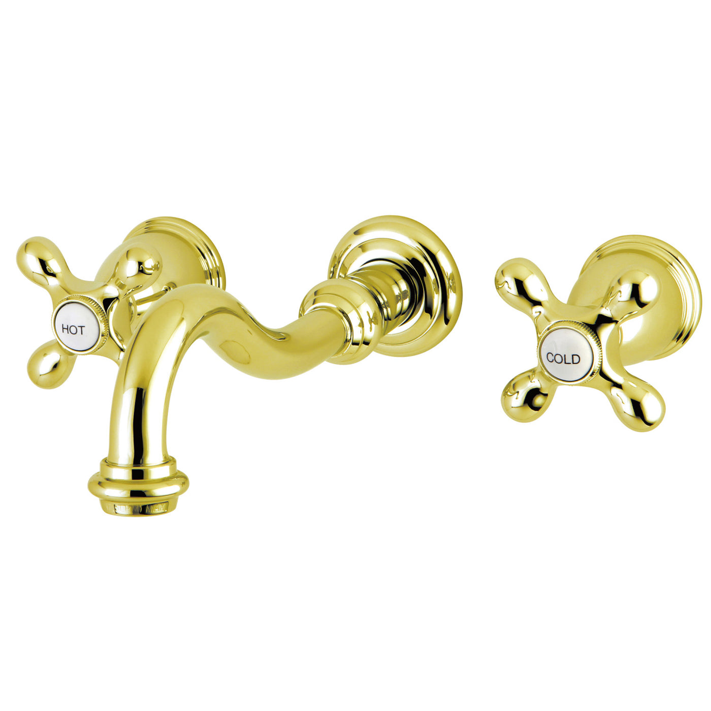 Elements of Design ES3122AX 2-Handle Wall Mount Bathroom Faucet, Polished Brass