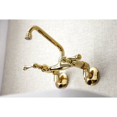 Elements of Design ES3132L Adjustable Center Wall Mount Kitchen Faucet, Polished Brass