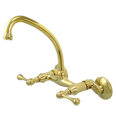 Elements of Design ES3142L Adjustable Center Wall Mount Kitchen Faucet, Polished Brass