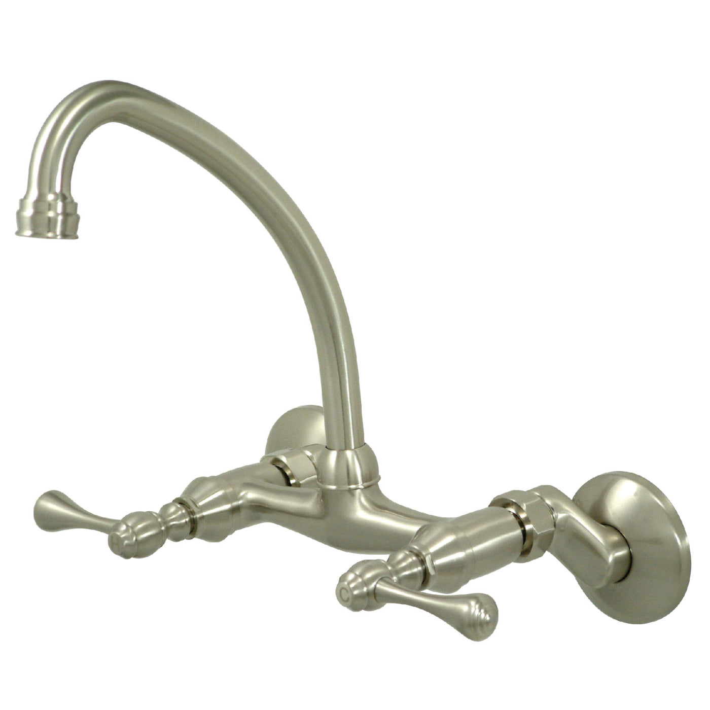 Elements of Design ES3148L Adjustable Center Wall Mount Kitchen Faucet, Brushed Nickel
