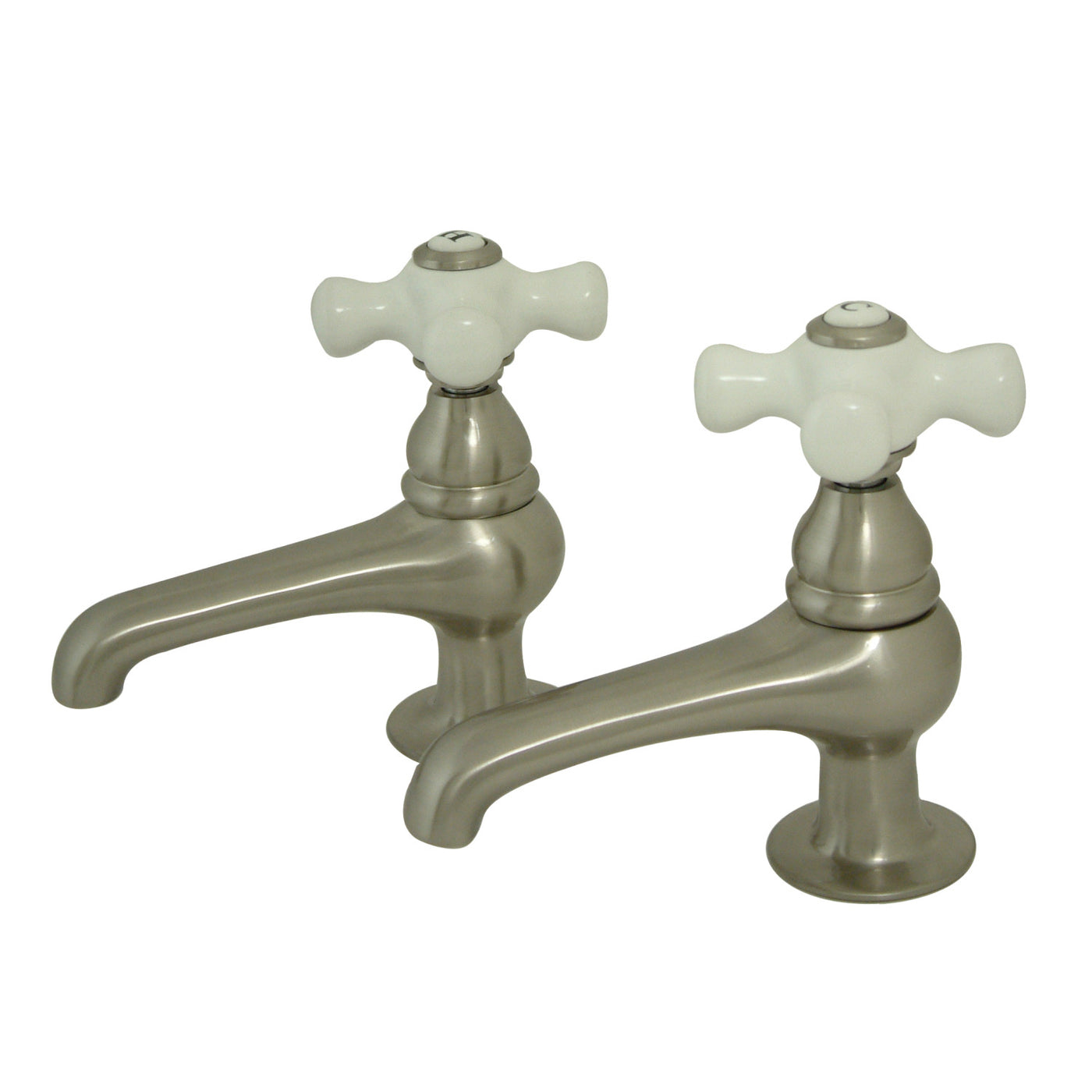 Elements of Design ES3208PX Basin Faucet with Porcelain Cross Handle, Brushed Nickel