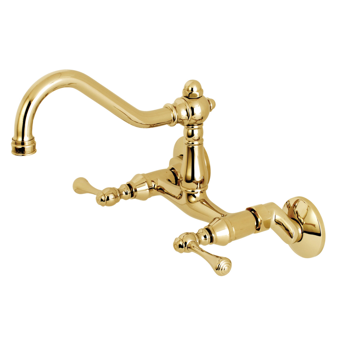 Elements of Design ES3222BL 6-Inch Adjustable Center Wall Mount Kitchen Faucet, Polished Brass