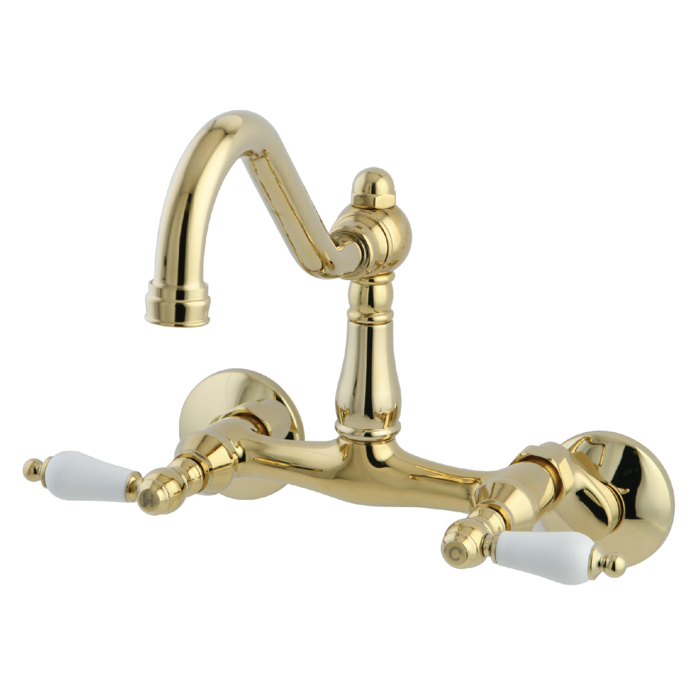 Elements of Design ES3222PL 6-Inch Adjustable Center Wall Mount Kitchen Faucet, Polished Brass