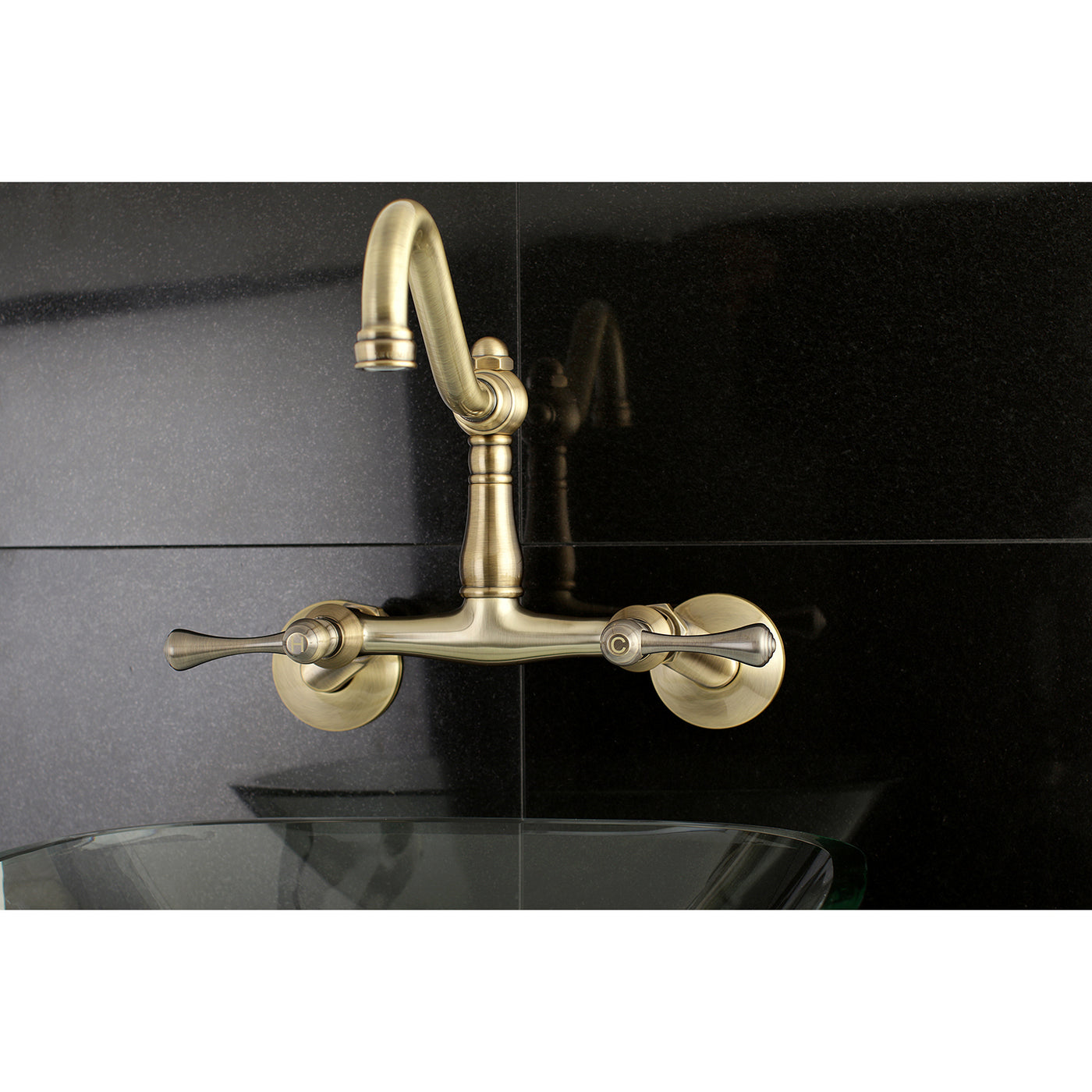 Elements of Design ES3223BL 6-Inch Adjustable Center Wall Mount Kitchen Faucet, Antique Brass