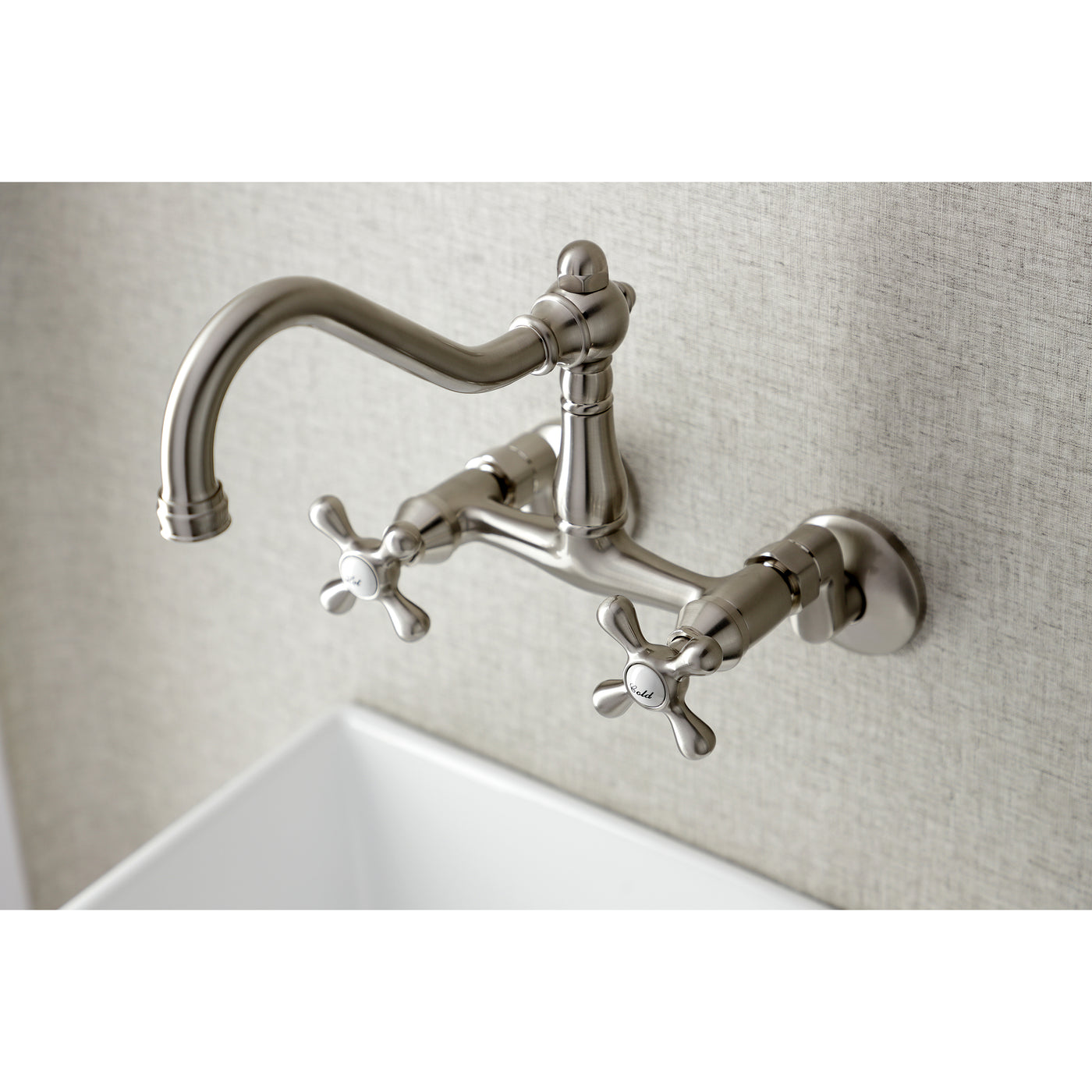 Elements of Design ES3228AX 6-Inch Adjustable Center Wall Mount Kitchen Faucet, Brushed Nickel