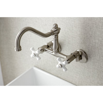Elements of Design ES3228PX 6-Inch Adjustable Center Wall Mount Kitchen Faucet, Brushed Nickel