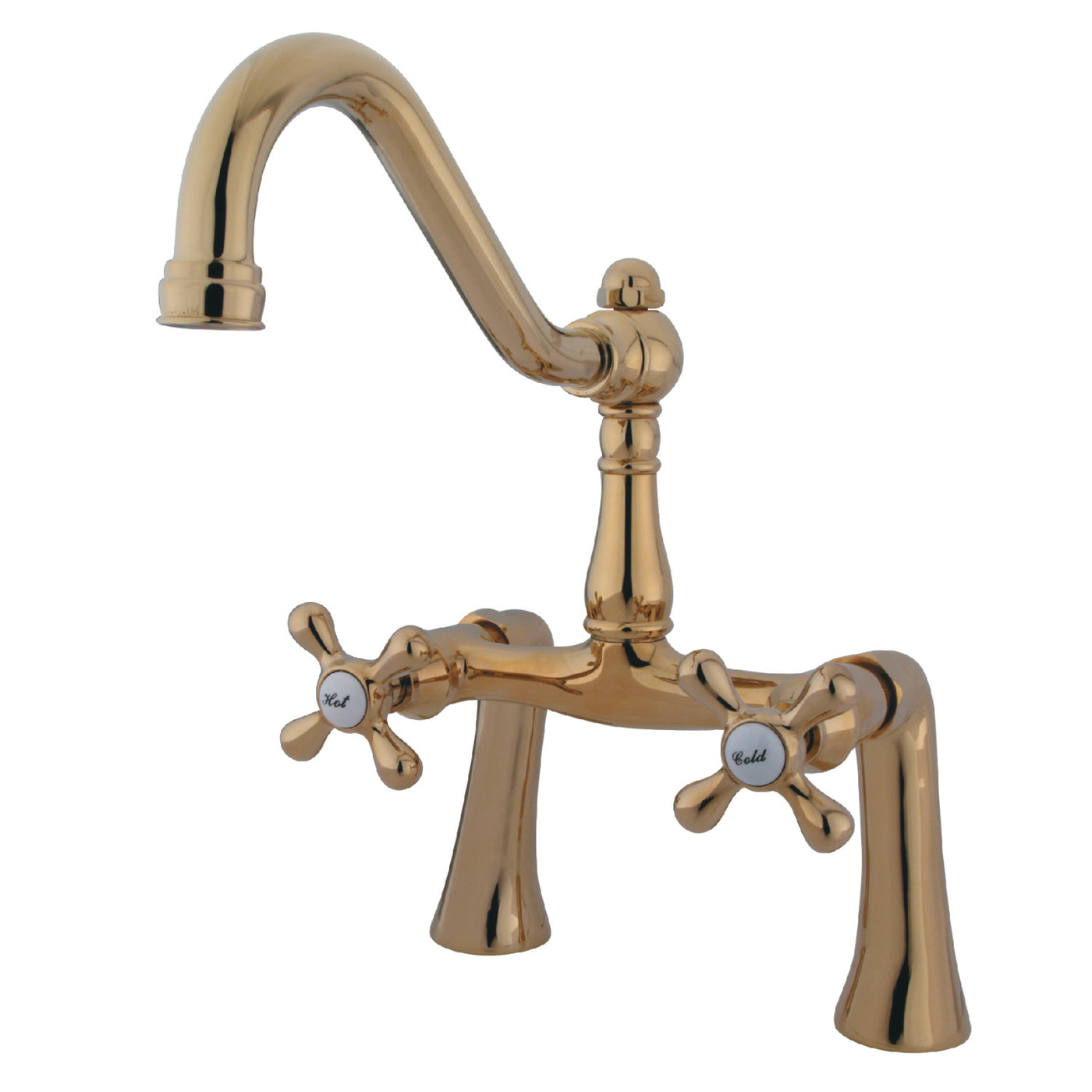 Elements of Design ES3232AX 7-Inch Center Deck Mount Clawfoot Tub Faucet, Polished Brass