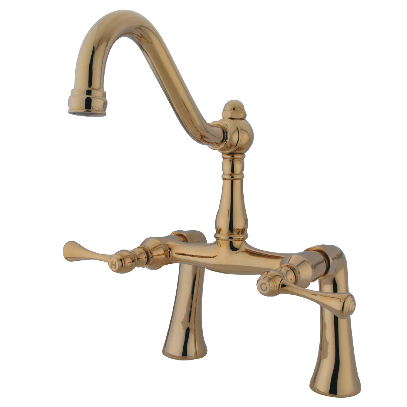 Elements of Design ES3232BL 7-Inch Center Deck Mount Clawfoot Tub Faucet, Polished Brass