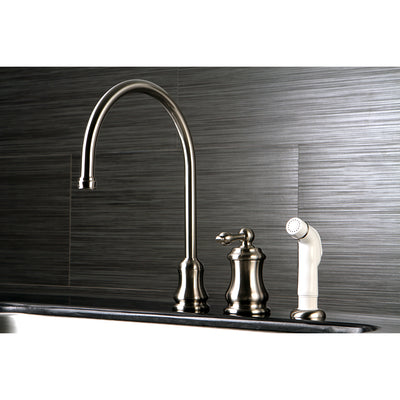 Elements of Design ES3818AL Single-Handle Widespread Kitchen Faucet with Plastic Sprayer, Brushed Nickel