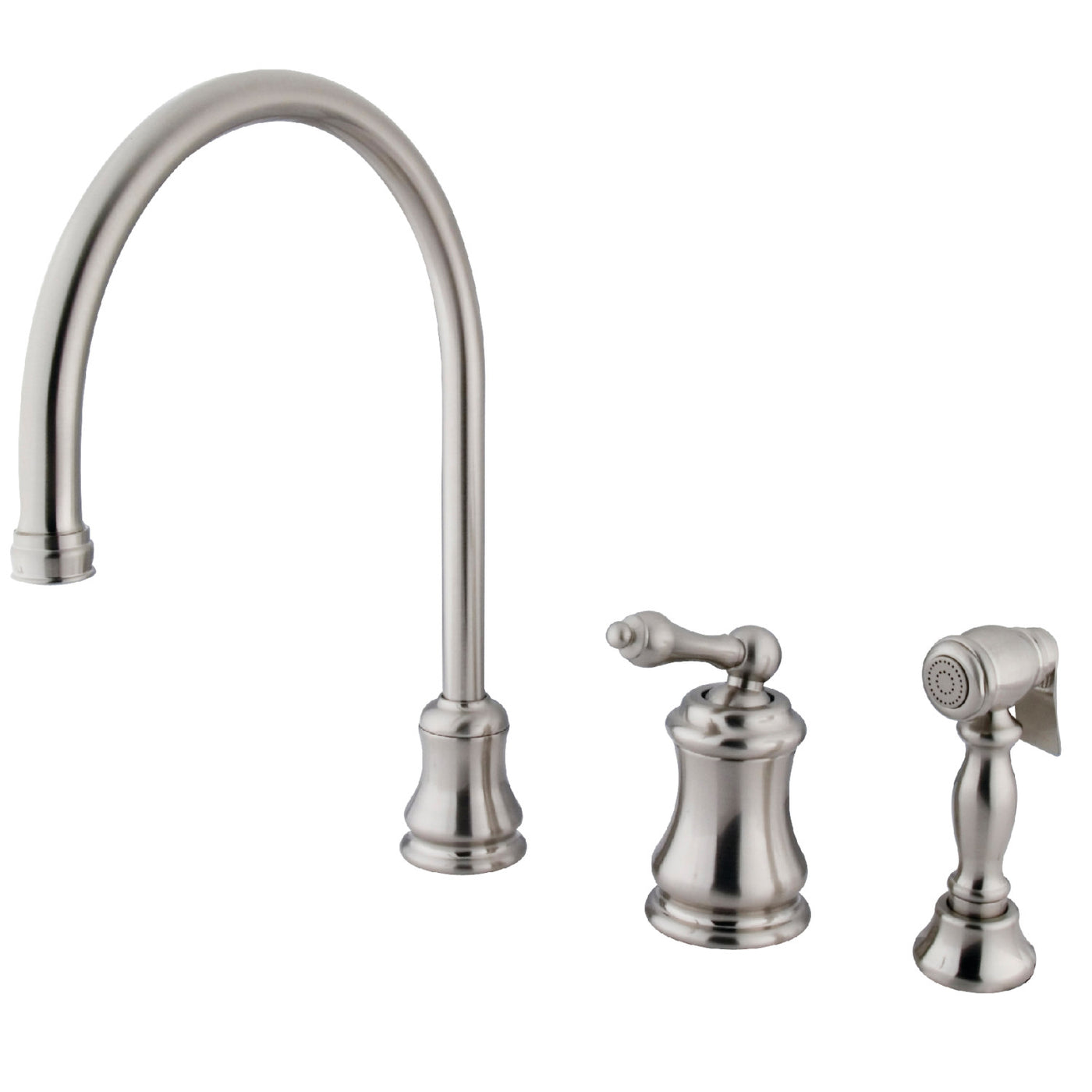 Elements of Design ES3818ALBS Single-Handle Widespread Kitchen Faucet with Brass Sprayer, Brushed Nickel
