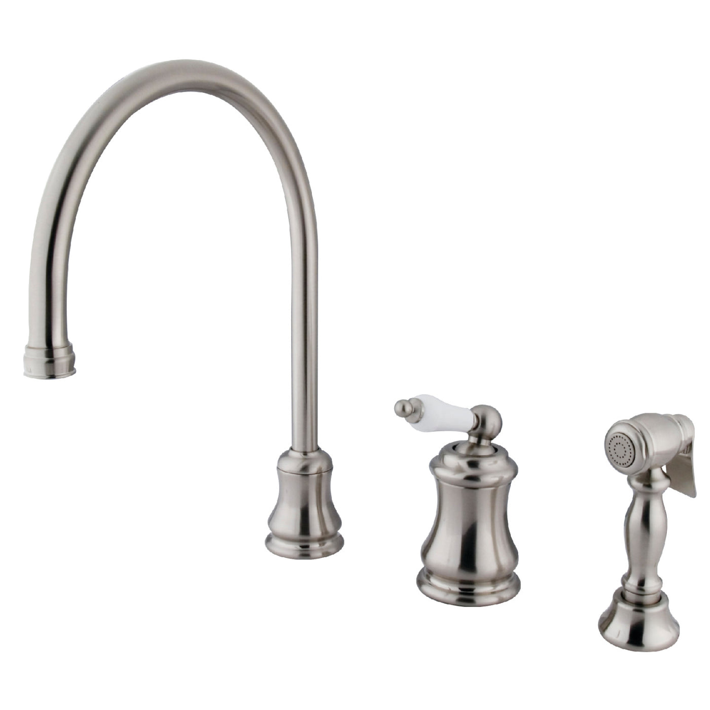 Elements of Design ES3818PLBS Single-Handle Widespread Kitchen Faucet with Brass Sprayer, Brushed Nickel