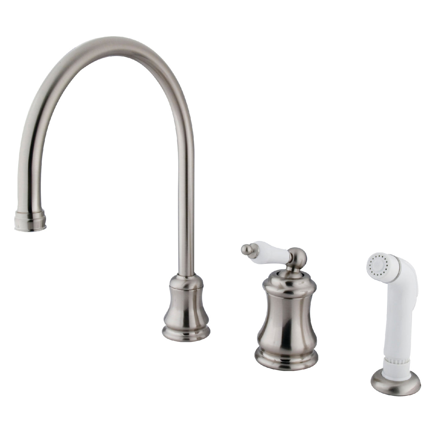 Elements of Design ES3818PL Single-Handle Widespread Kitchen Faucet with Plastic Sprayer, Brushed Nickel
