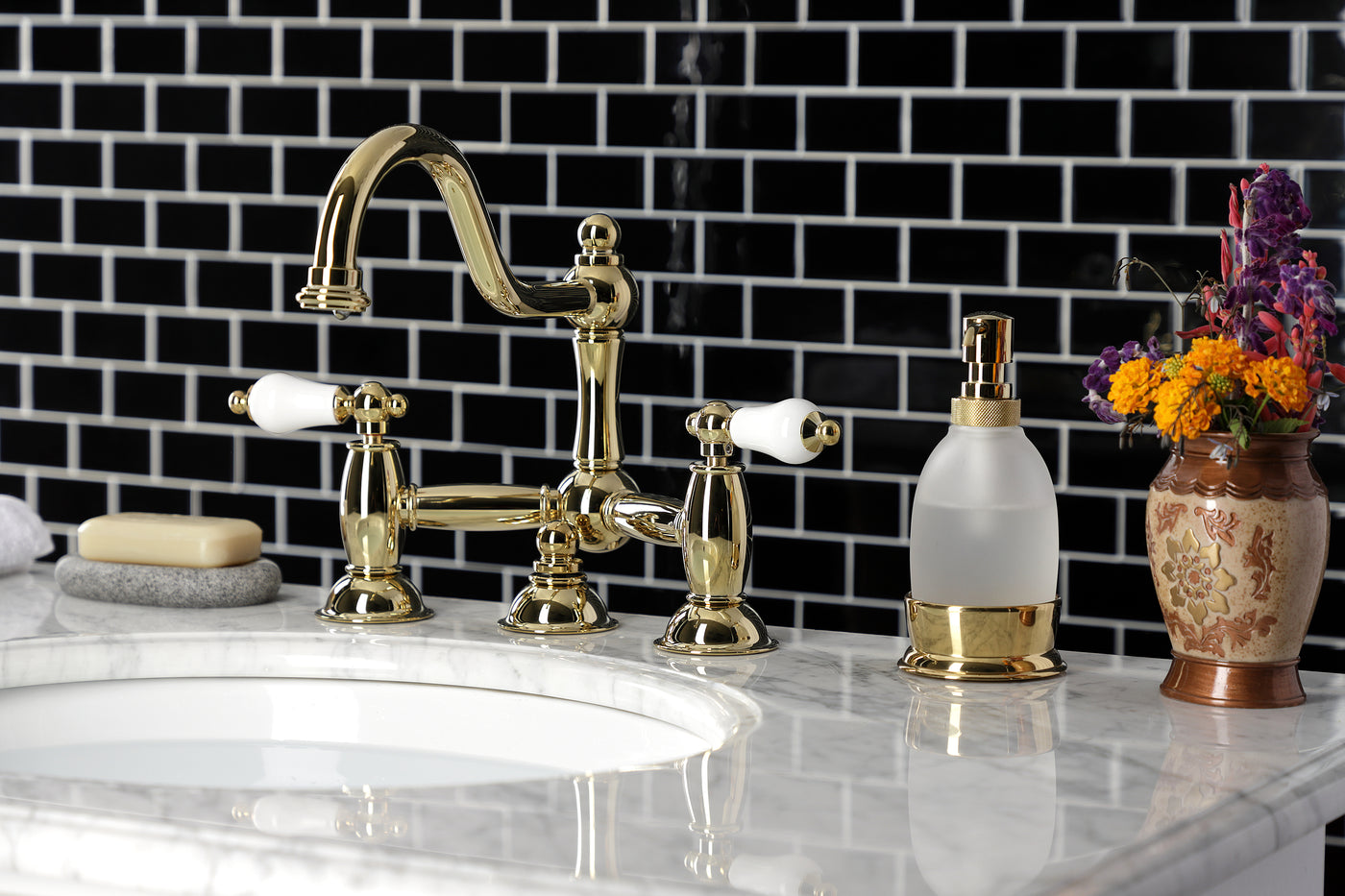Elements of Design ES3912PL Bridge Bathroom Faucet, Polished Brass
