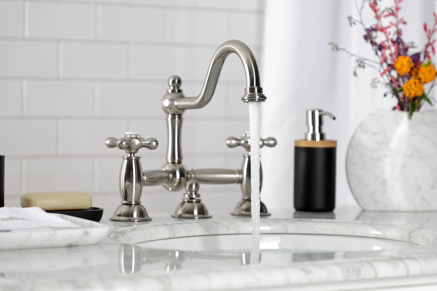 Elements of Design ES3918AX Bridge Bathroom Faucet, Brushed Nickel