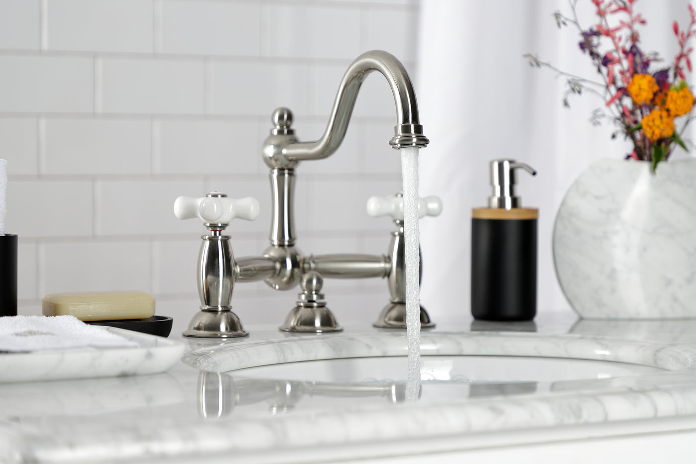 Elements of Design ES3918PX Bridge Bathroom Faucet, Brushed Nickel