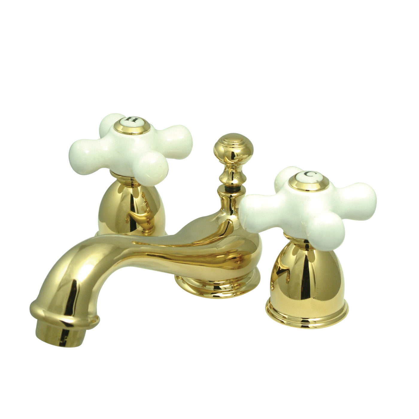 Elements of Design ES3952PX Mini-Widespread Bathroom Faucet with Brass Pop-Up, Polished Brass