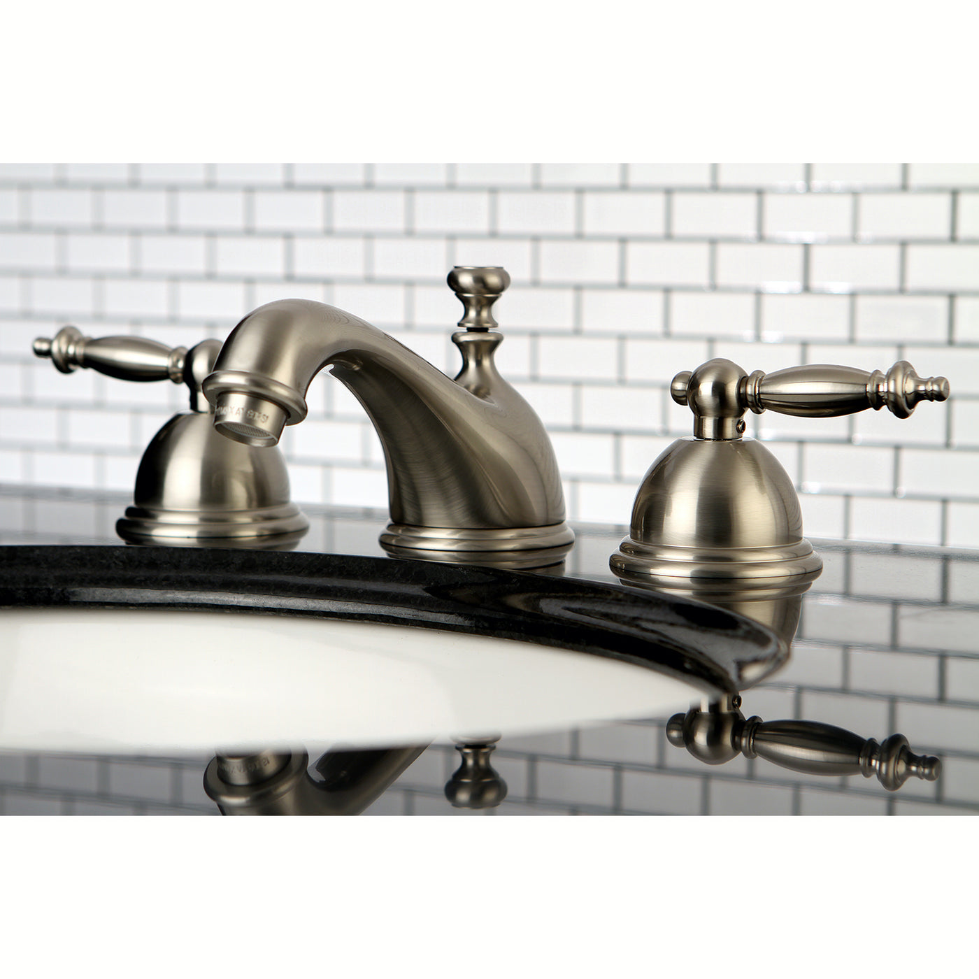 Elements of Design ES3968TL Widespread Bathroom Faucet with Brass Pop-Up, Brushed Nickel