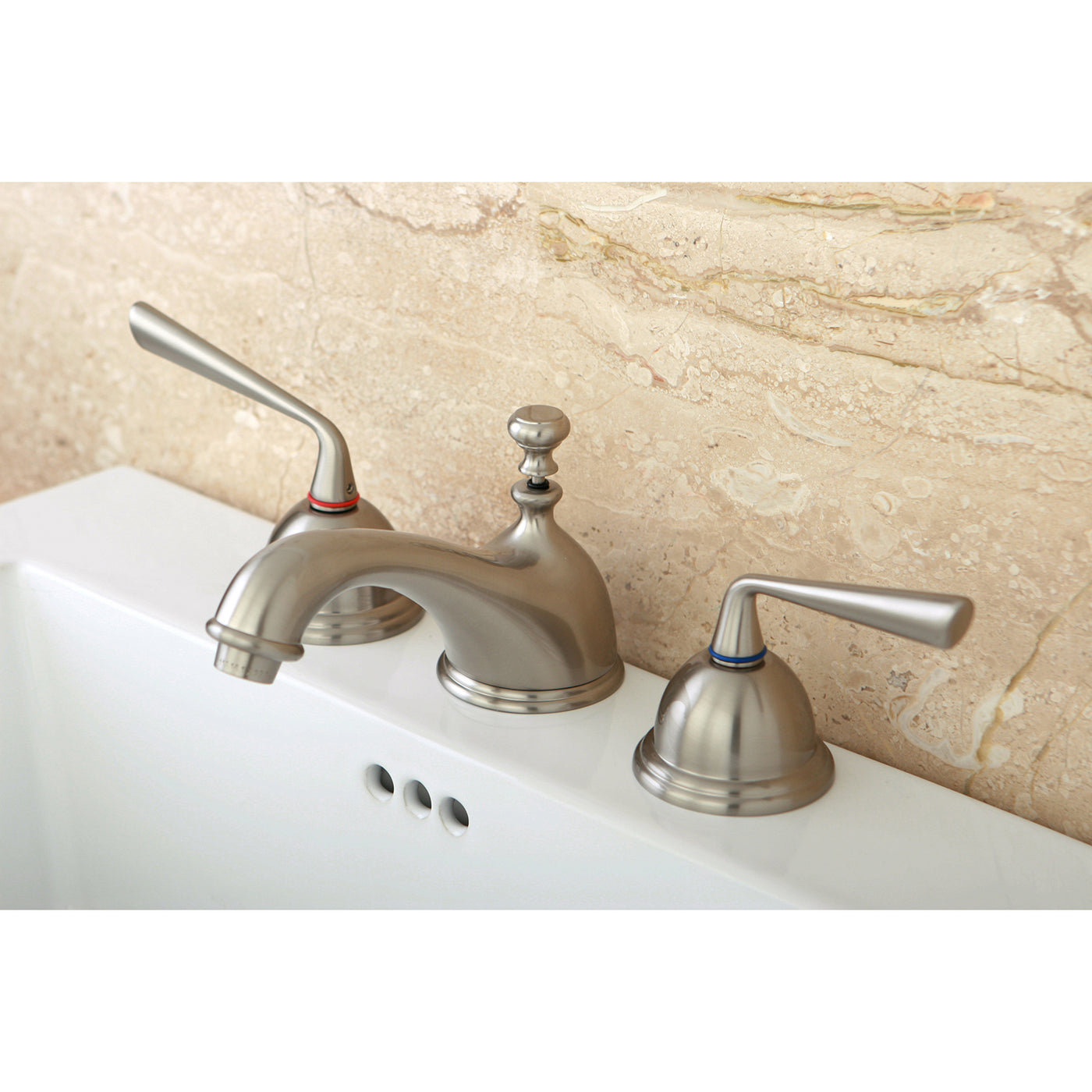 Elements of Design ES3968ZL Widespread Bathroom Faucet with Brass Pop-Up, Brushed Nickel