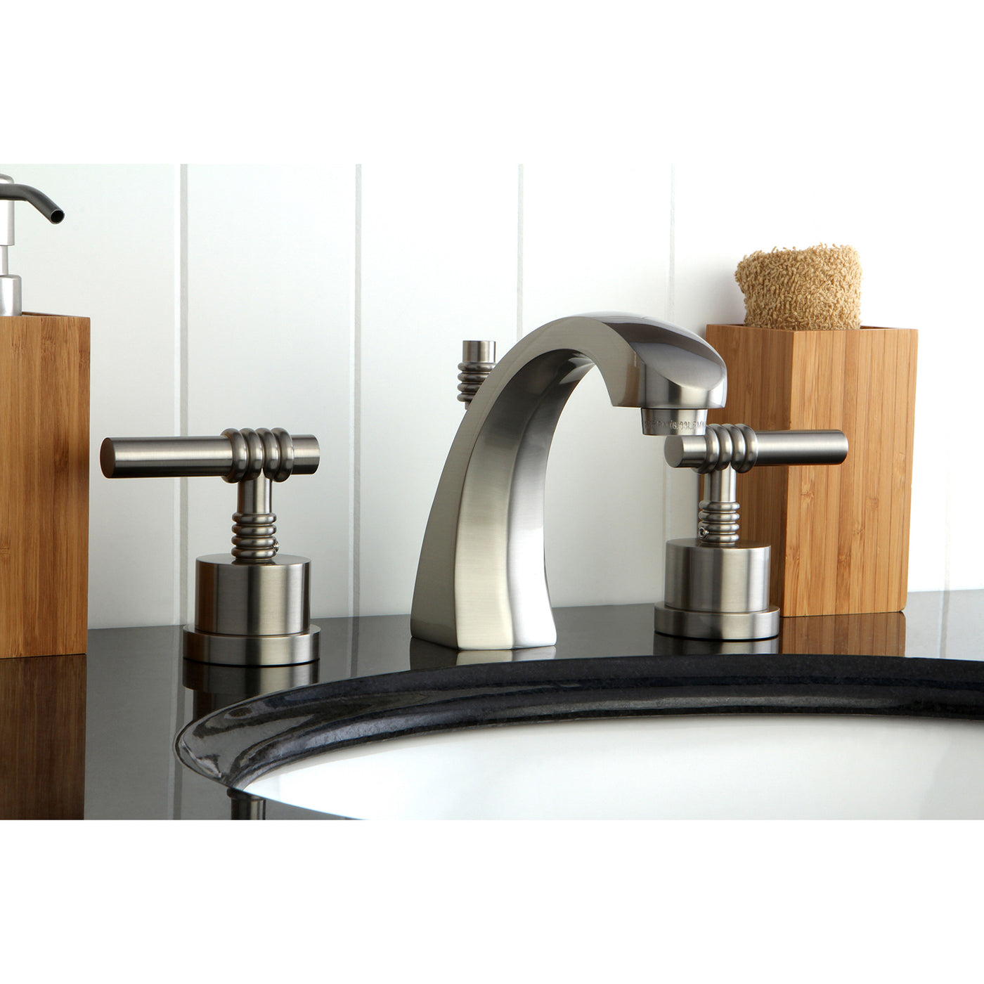 Elements of Design ES4988ML Widespread Bathroom Faucet with Brass Pop-Up, Brushed Nickel