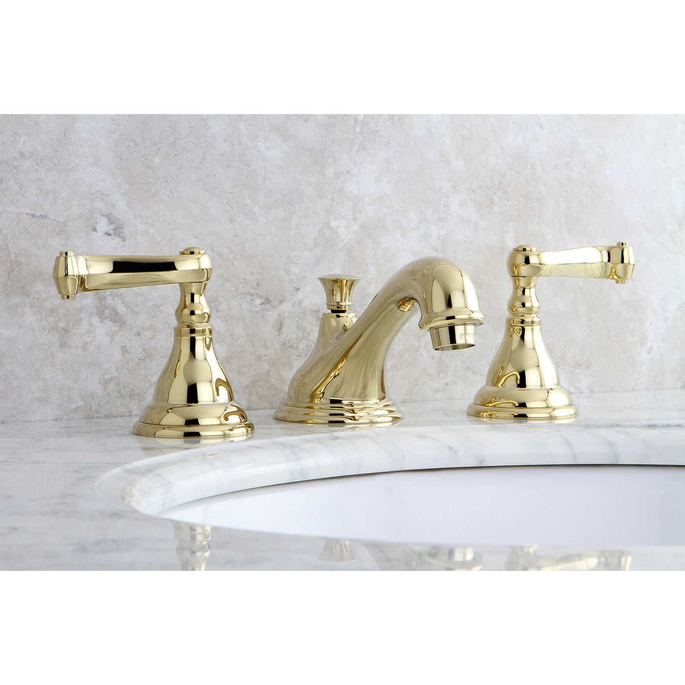 Elements of Design ES5562FL Widespread Bathroom Faucet with Brass Pop-Up, Polished Brass