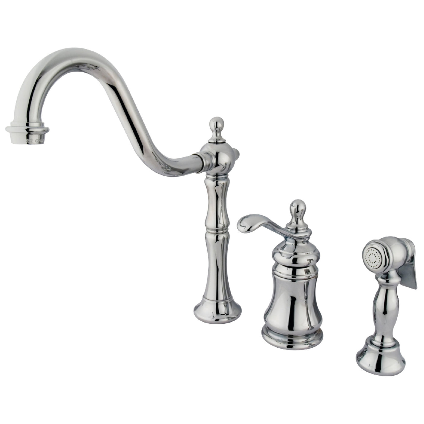 Elements of Design ES7801TPLBS Single-Handle Widespread Kitchen Faucet with Brass Sprayer, Polished Chrome