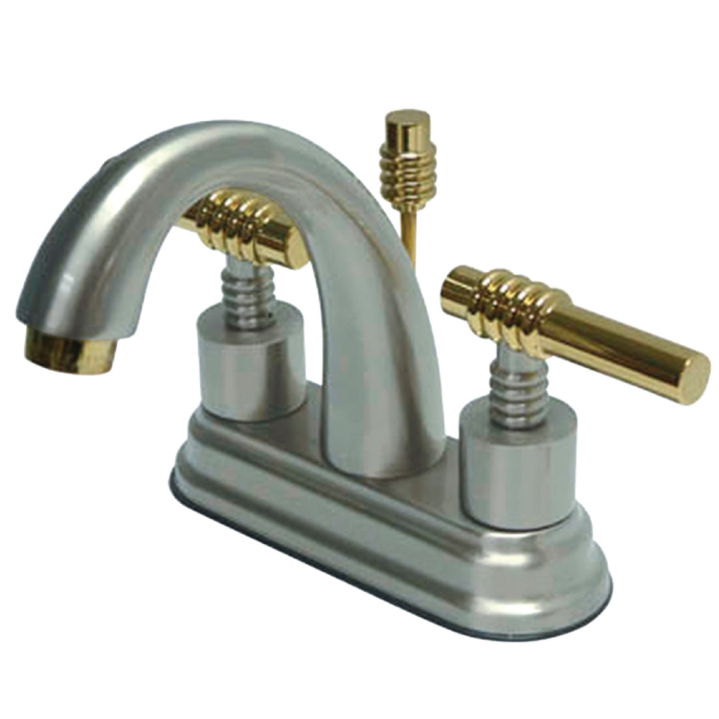Elements of Design ES8614ML 4-Inch Centerset Bathroom Faucet with Brass Pop-Up, Polished Chrome/Polished Brass