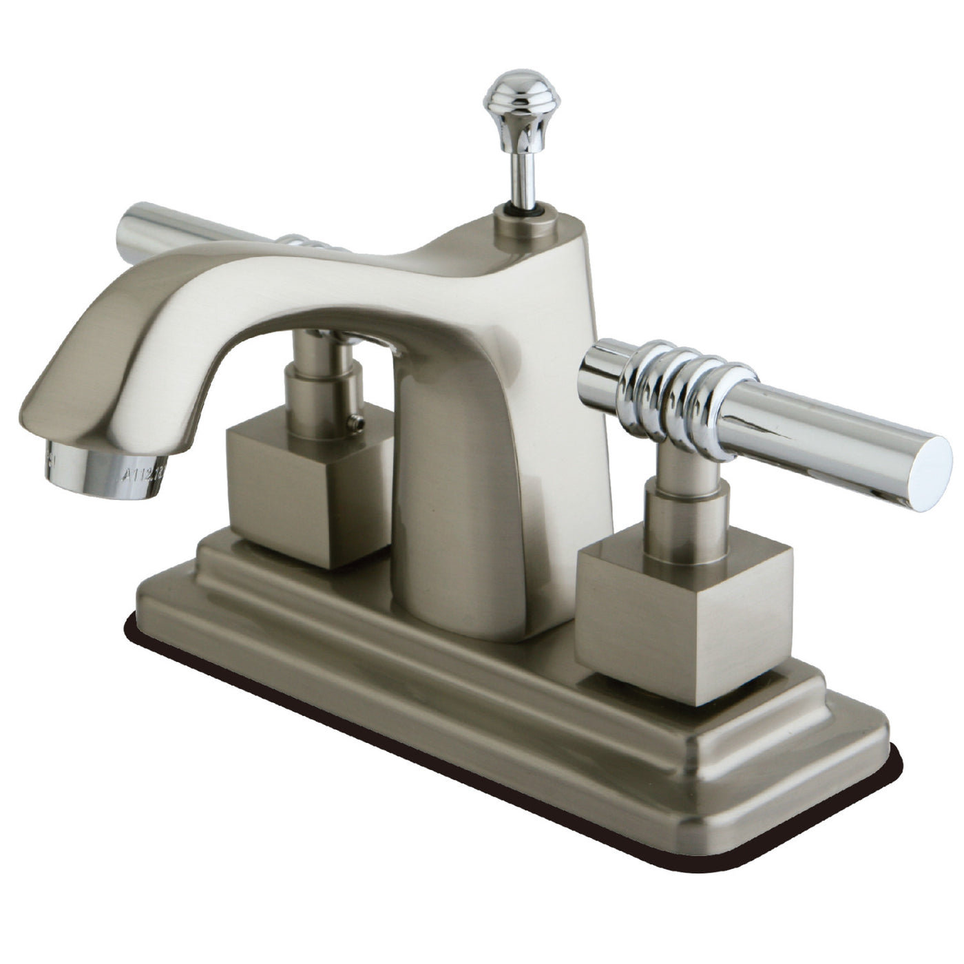 Elements of Design ES8647QL 4-Inch Centerset Bathroom Faucet with Brass Pop-Up, Brushed Nickel/Polished Chrome