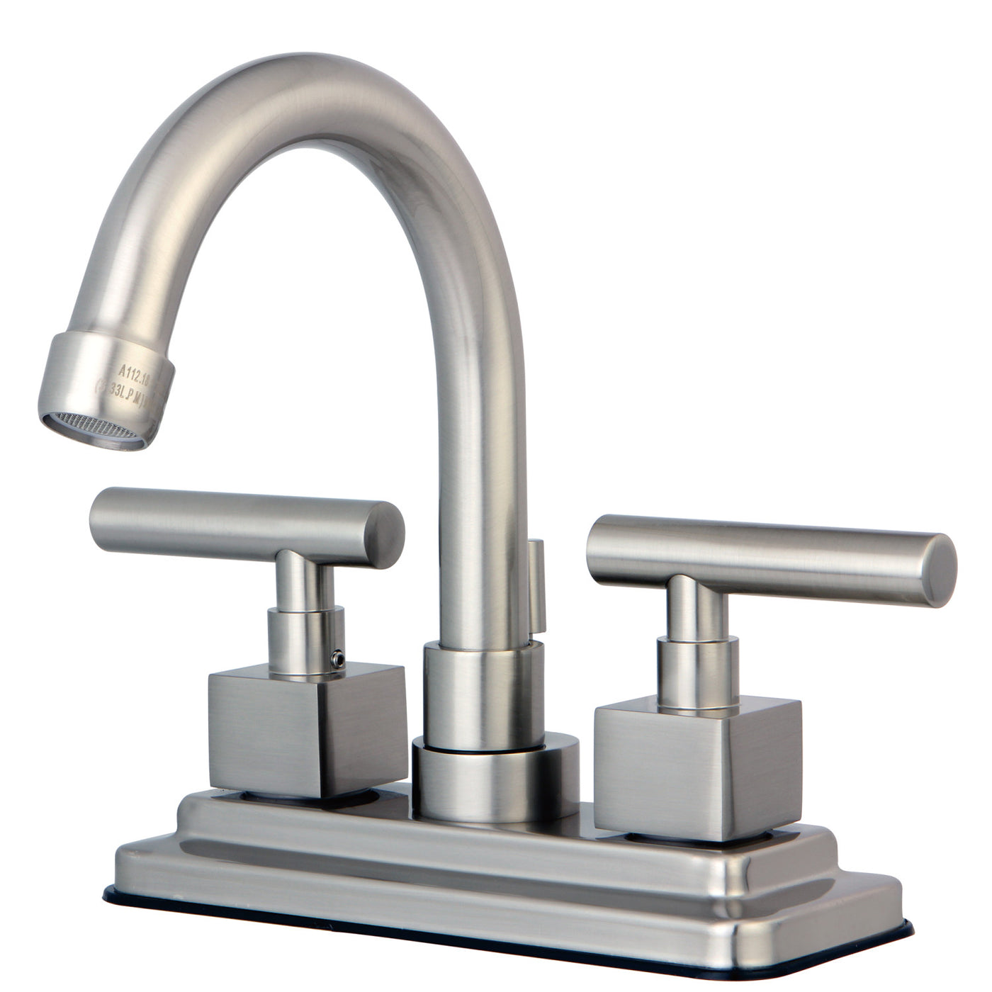 Elements of Design ES8668CQL 4-Inch Centerset Bathroom Faucet with Brass Pop-Up, Brushed Nickel
